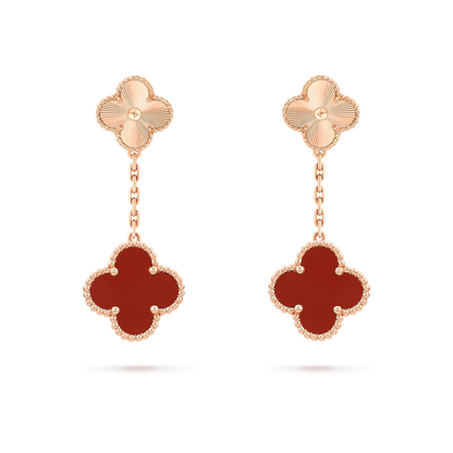 [Radiant Gem]¯CLOVER 2 MOTIF  LASER CARNELIAN EARRINGS