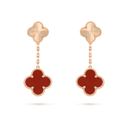 [Radiant Gem]¯CLOVER 2 MOTIF  LASER CARNELIAN EARRINGS