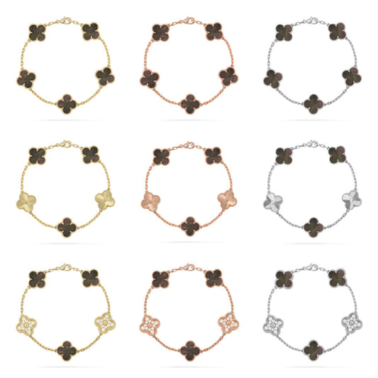 [Radiant Gem]New CLOVER 5 MOTIF GRAY MOP BRACELET COLLECTION