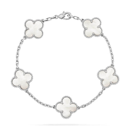 [Radiant Gem]New CLOVER WHITE PEARL MOP 5 MOTIF BRACELET COLLECTION