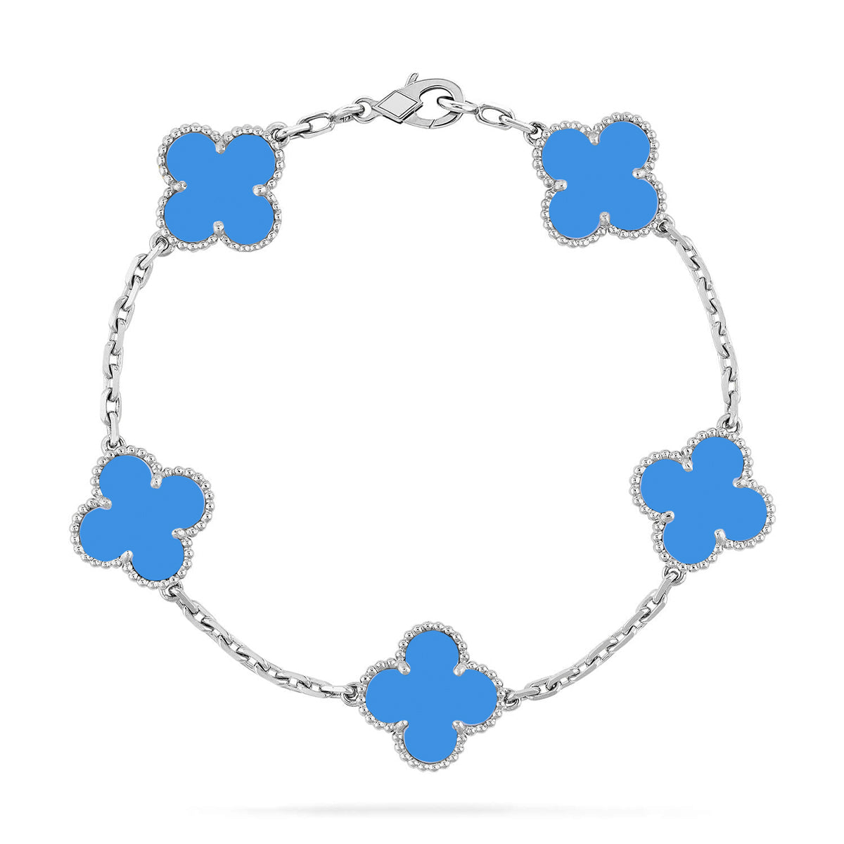 [Radiant Gem]New CLOVER 5 MOTIF BLUE AGATE BRACELET COLLECTION