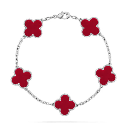 [Radiant Gem]New  CLOVER 5 MOTIF RED CORNELIAN BRACELET COLLECTION