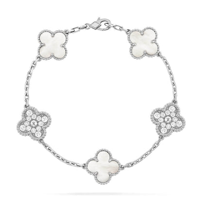 [Radiant Gem]New CLOVER WHITE PEARL MOP 5 MOTIF BRACELET COLLECTION