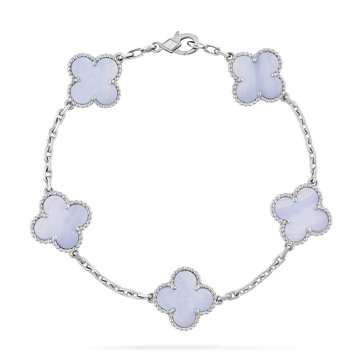 [Radiant Gem]New  CLOVER 5 MOTIF PURPLE CHALCEDONY BRACELET COLLECTION
