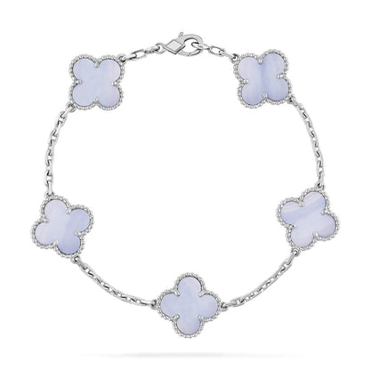 [Radiant Gem]New  CLOVER 5 MOTIF PURPLE CHALCEDONY BRACELET COLLECTION