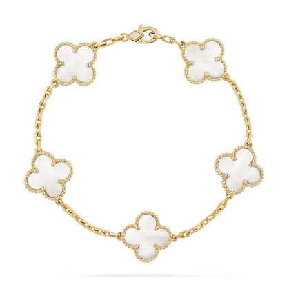 [Radiant Gem]New CLOVER WHITE PEARL MOP 5 MOTIF BRACELET COLLECTION