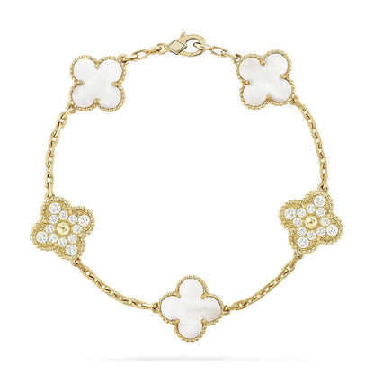 [Radiant Gem]New CLOVER WHITE PEARL MOP 5 MOTIF BRACELET COLLECTION