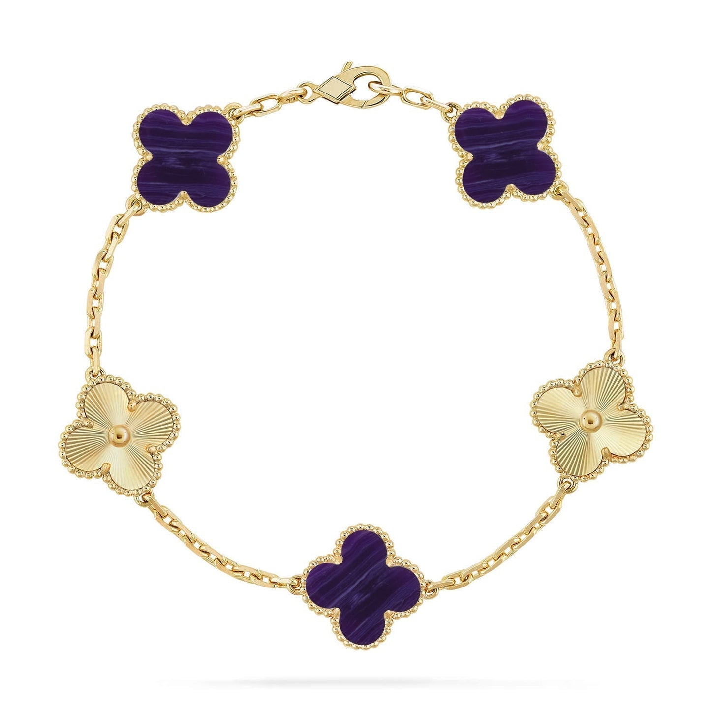 [Radiant Gem]New CLOVER 5 MOTIF PURPLE STRIPES BRACELET COLLECTION