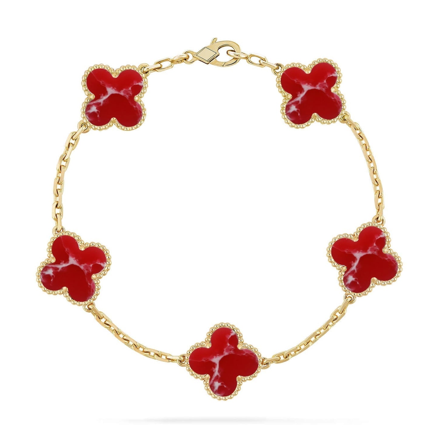 [Radiant Gem]New CLOVER 5 MOTIF RED PATTERN BRACELET COLLECTION