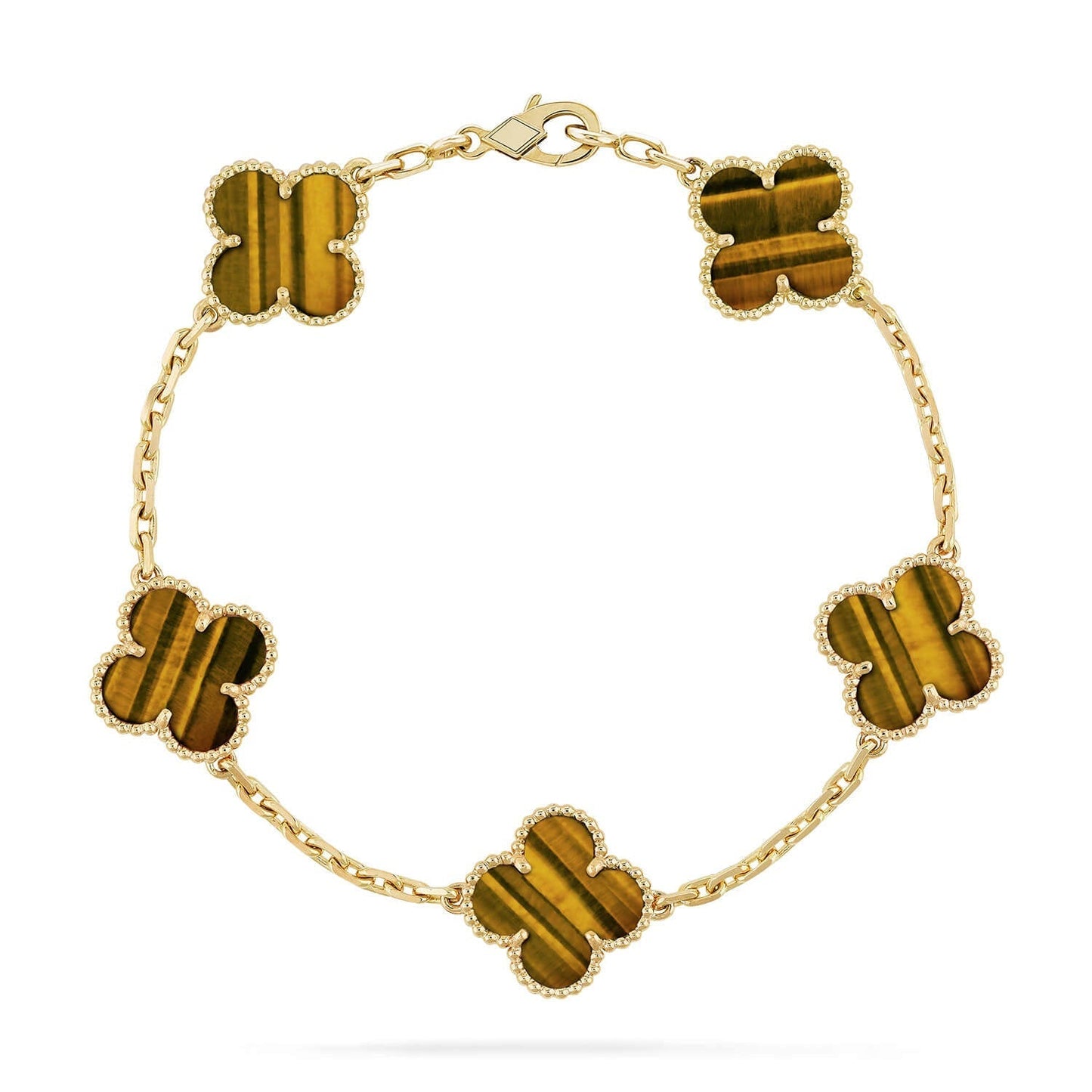 [Radiant Gem]New  CLOVER 5 MOTIFS TIGER EYE BRACELET COLLECTION