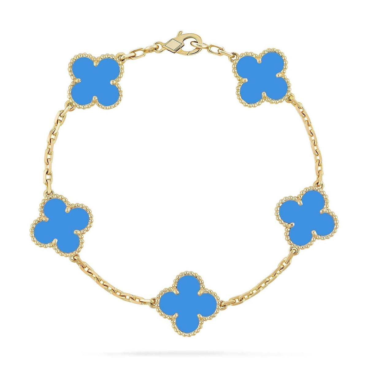 [Radiant Gem]New CLOVER 5 MOTIF BLUE AGATE BRACELET COLLECTION