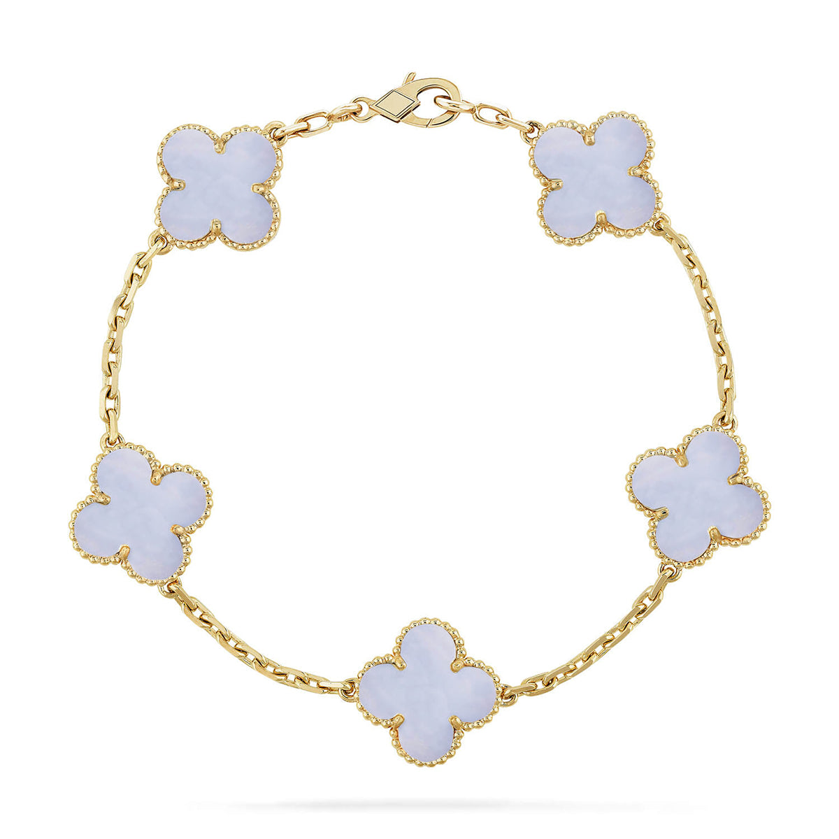 [Radiant Gem]New  CLOVER 5 MOTIF PURPLE CHALCEDONY BRACELET COLLECTION