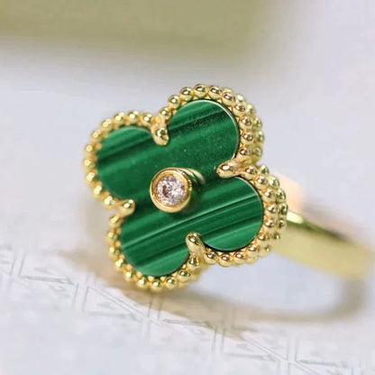 [Radiant Gem]¯CLOVER MALACHITE RING GOLD DIAMOND