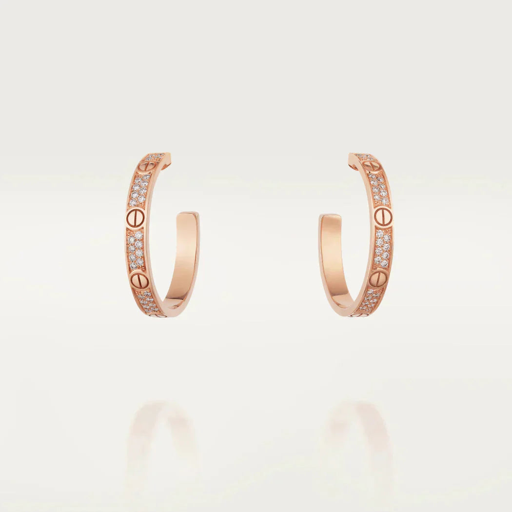 [Radiant Gem]¯LOVE DIAMOND PINK GOLD HOOP EARRINGS