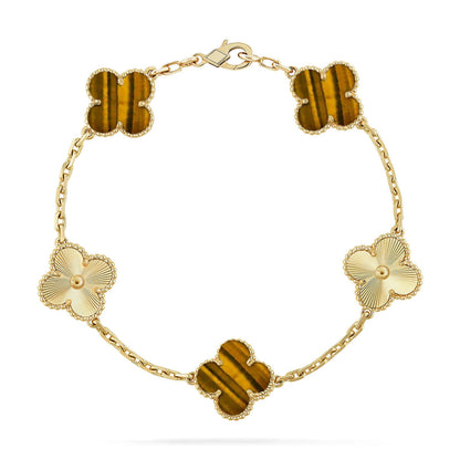 [Radiant Gem]New  CLOVER 5 MOTIFS TIGER EYE BRACELET COLLECTION