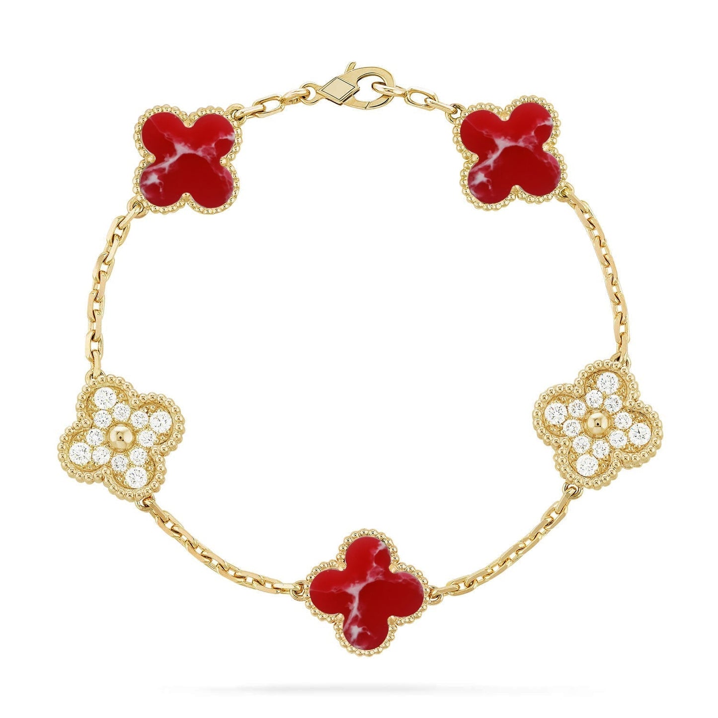 [Radiant Gem]New CLOVER 5 MOTIF RED PATTERN BRACELET COLLECTION