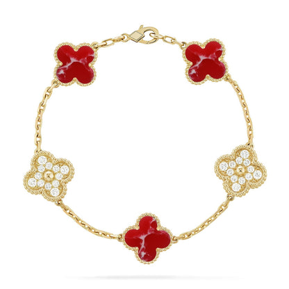[Radiant Gem]New CLOVER 5 MOTIF RED PATTERN BRACELET COLLECTION
