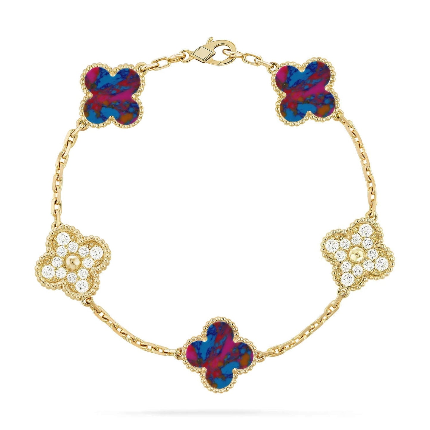 [Radiant Gem]New CLOVER 5 MOTIF COLOR GEMSTONES BRACELET COLLECTION