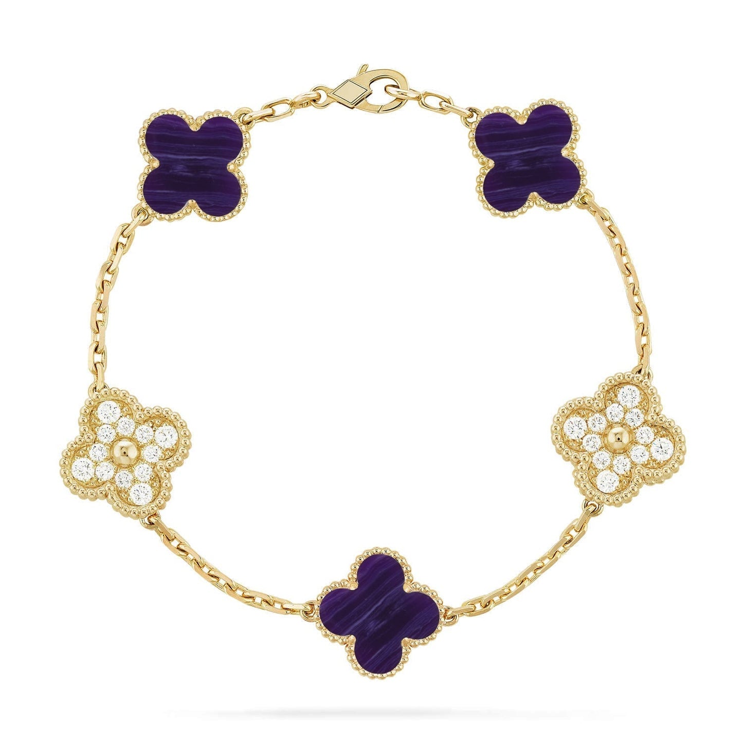 [Radiant Gem]New CLOVER 5 MOTIF PURPLE STRIPES BRACELET COLLECTION