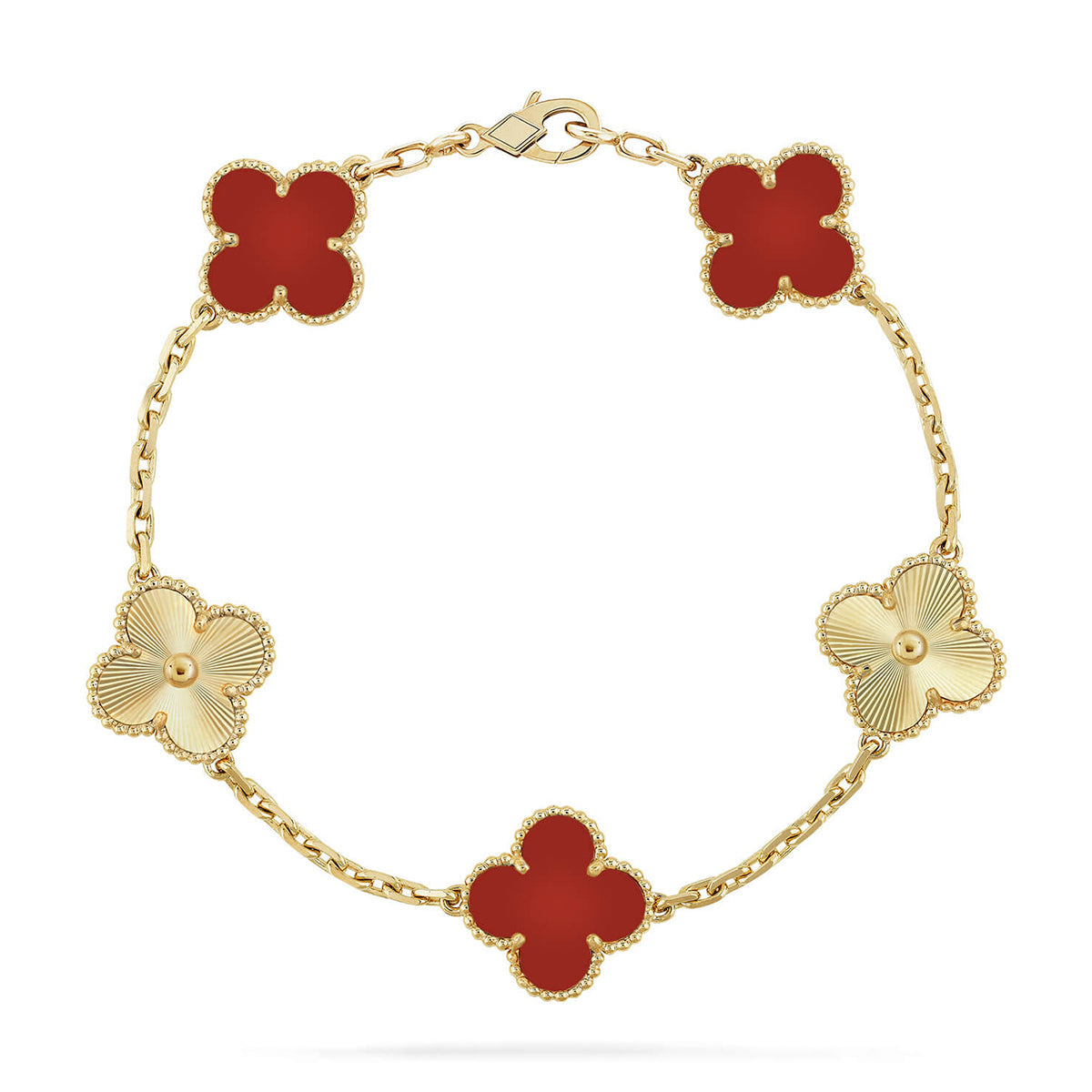 [Radiant Gem]New  CLOVER 5 MOTIF RED CORNELIAN BRACELET COLLECTION