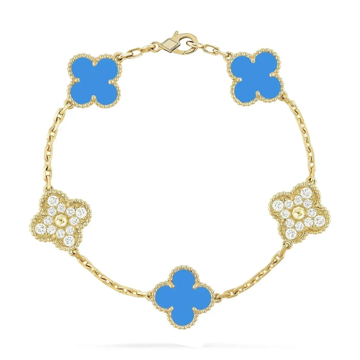 [Radiant Gem]New CLOVER 5 MOTIF BLUE AGATE BRACELET COLLECTION