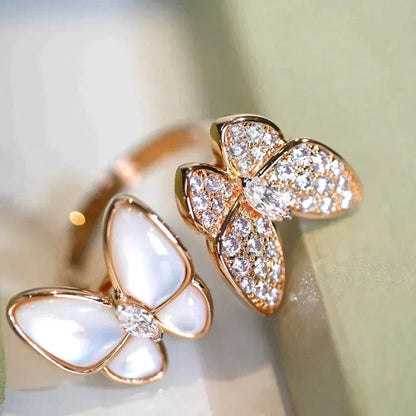 [Radiant Gem]¯TWIN BUTTERFLY DIAMOND MOP RING