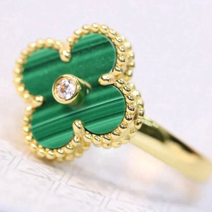 [Radiant Gem]¯CLOVER MALACHITE RING GOLD DIAMOND