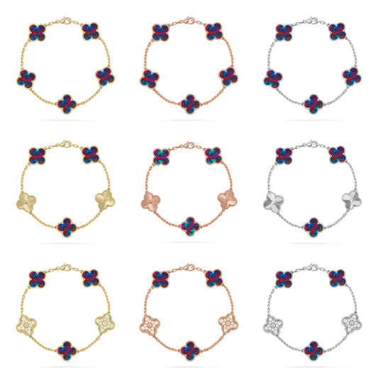 [Radiant Gem]New CLOVER 5 MOTIF COLOR GEMSTONES BRACELET COLLECTION