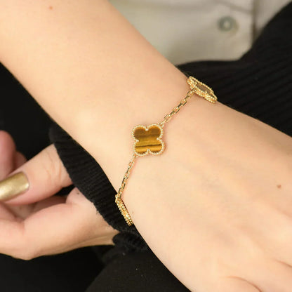 [Radiant Gem]New  CLOVER 5 MOTIFS TIGER EYE BRACELET COLLECTION