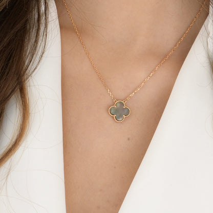 [Radiant Gem]¯CLOVER 15MM  GRAY MOTHER OF PEARL NECKLACE
