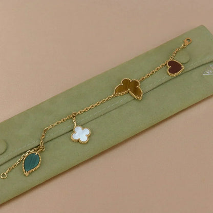 [Radiant Gem]¯LUCKY SPRING 5 MOTIF GOLD BRACELET