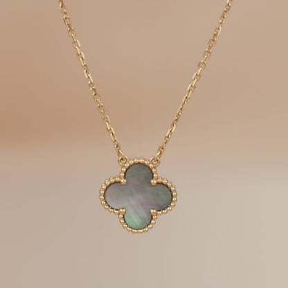 [Radiant Gem]¯CLOVER 15MM  GRAY MOTHER OF PEARL NECKLACE
