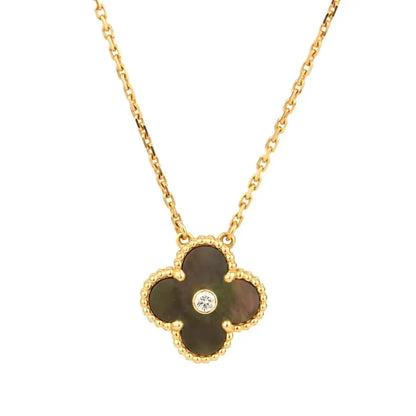 [Radiant Gem]¯CLOVER 15MM DIAMOND AND MOTHER-OF-GREY NECKLACE