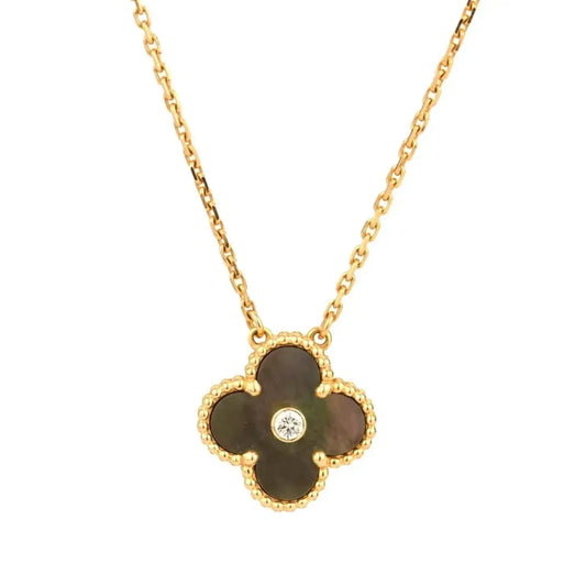 [Radiant Gem]¯CLOVER 15MM DIAMOND AND MOTHER-OF-GREY NECKLACE