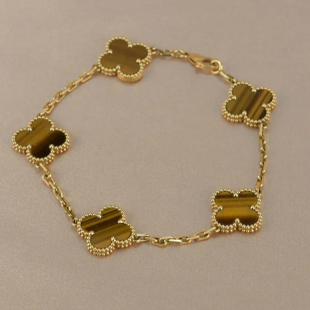 [Radiant Gem]New  CLOVER 5 MOTIFS TIGER EYE BRACELET COLLECTION