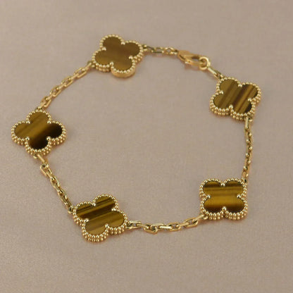 [Radiant Gem]New  CLOVER 5 MOTIFS TIGER EYE BRACELET COLLECTION