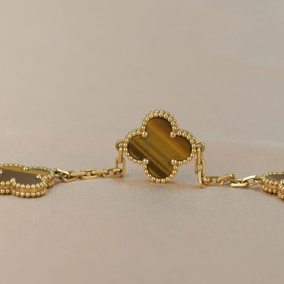 [Radiant Gem]New  CLOVER 5 MOTIFS TIGER EYE BRACELET COLLECTION