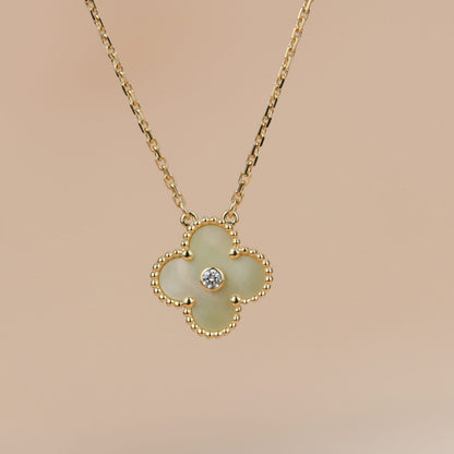 [Radiant Gem]¯CLOVER 15MM DIAMOND GOLD MOTHER OF PEARL NECKLACE