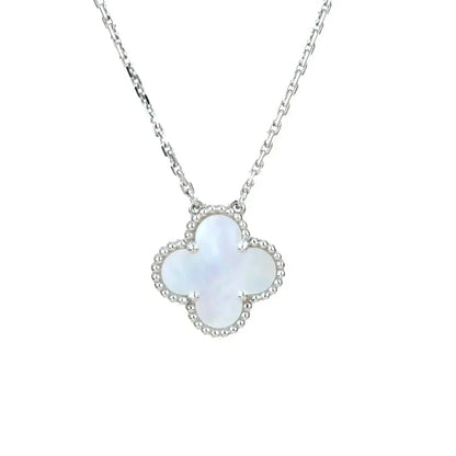 [Radiant Gem]¯CLOVER  15MM WHITE MOTHER-OF-PEARL SILVER