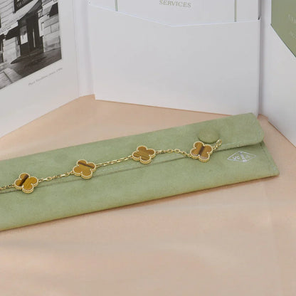 [Radiant Gem]New  CLOVER 5 MOTIFS TIGER EYE BRACELET COLLECTION