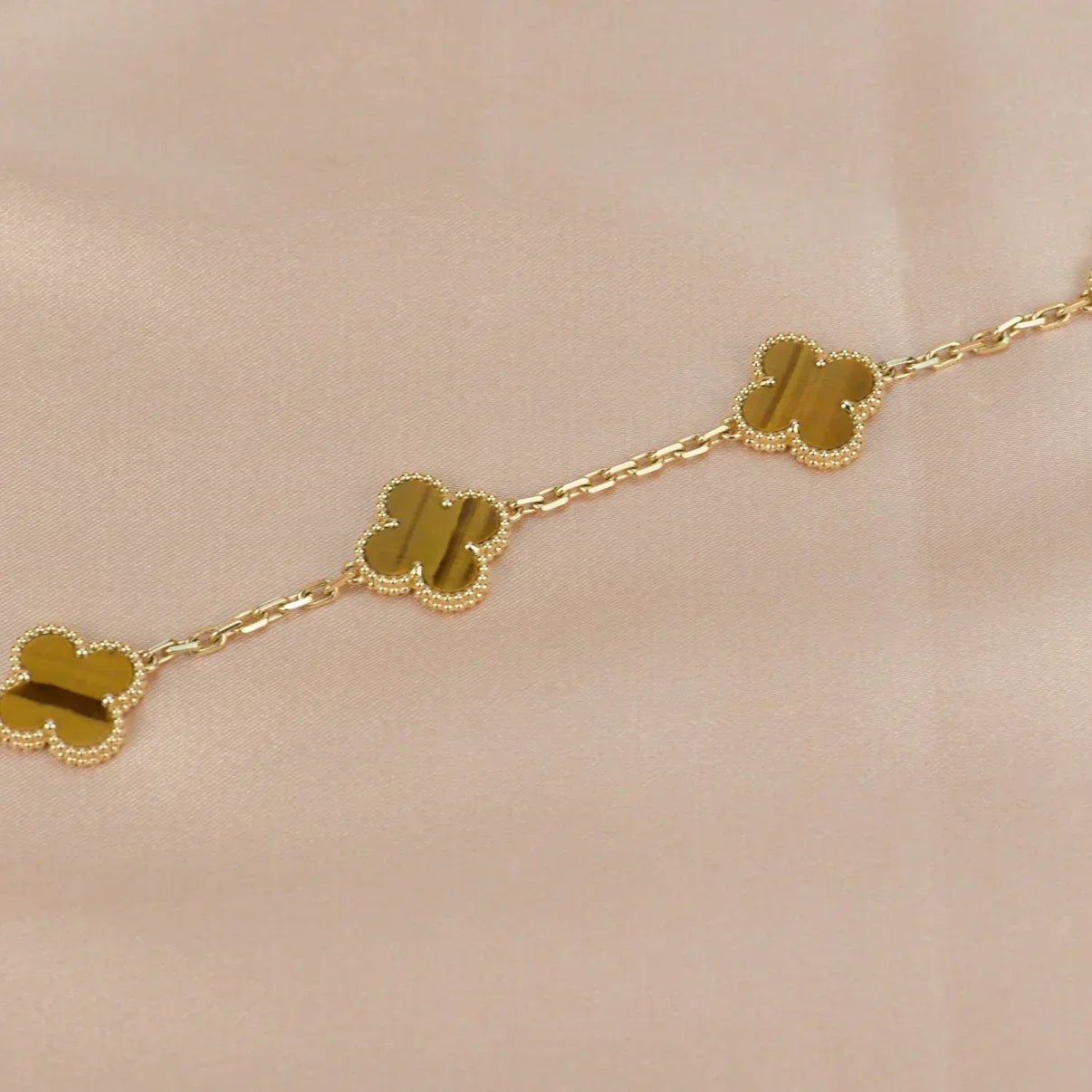 [Radiant Gem]New  CLOVER 5 MOTIFS TIGER EYE BRACELET COLLECTION