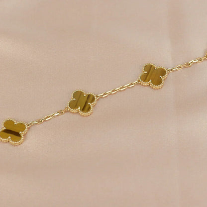 [Radiant Gem]New  CLOVER 5 MOTIFS TIGER EYE BRACELET COLLECTION