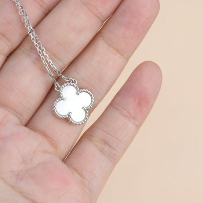 [Radiant Gem]¯CLOVER  15MM WHITE MOTHER-OF-PEARL SILVER