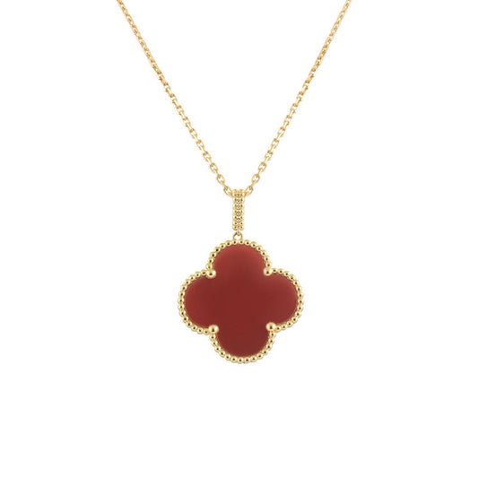 [Radiant Gem]¯CLOVER 25MM NECKLACE GOLD CARNELIAN