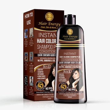 Instant Hair Coloring Shampoo + Conditioner (Dark Brown Color)