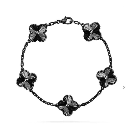 [Glow Jewelry]New CLOVER 5 MOTIF BLACK BRACELET