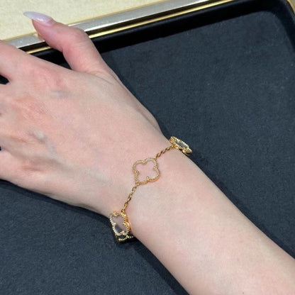 [Glow Jewelry]New CLOVER 5 MOTIF ROCK CRYSTAL BRACELET