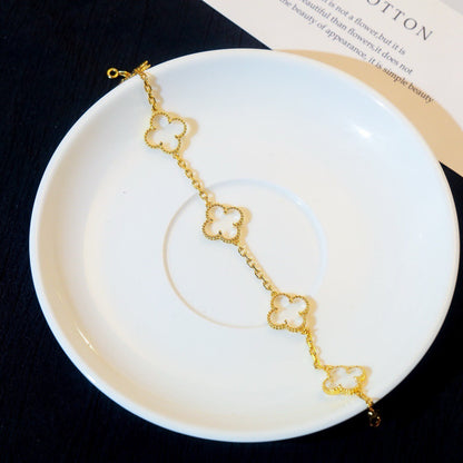 [Glow Jewelry]New CLOVER 5 MOTIF ROCK CRYSTAL BRACELET