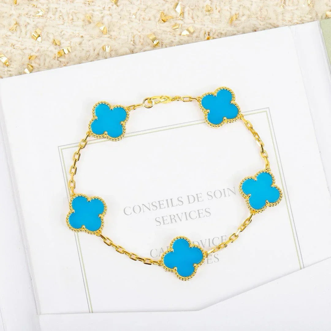[Radiant Gem]New  CLOVER 5 MOTIF TURQUOISE BRACELET COLLECTION