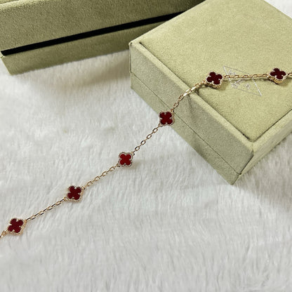 [[Radiant Gem]¯]CLOVER 6 MOTIF RED AGATE BRACELET